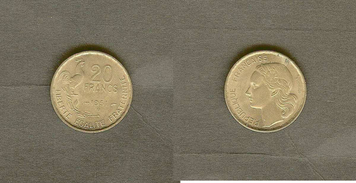20 francs G. Guiraud 1951 Beaumont-Le-Roger SPL